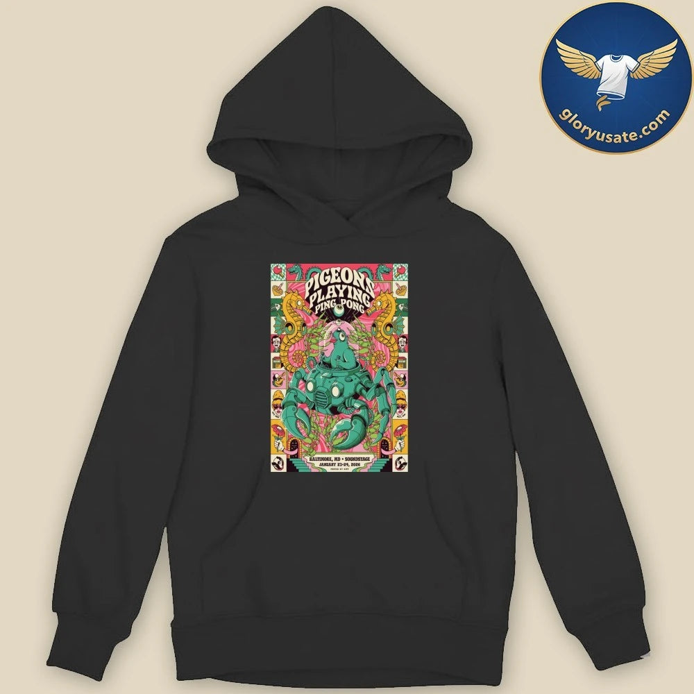 Pigeons Playing Ping Pong Baltimore, MD January 23-24 2026 Concert Poster Shirt