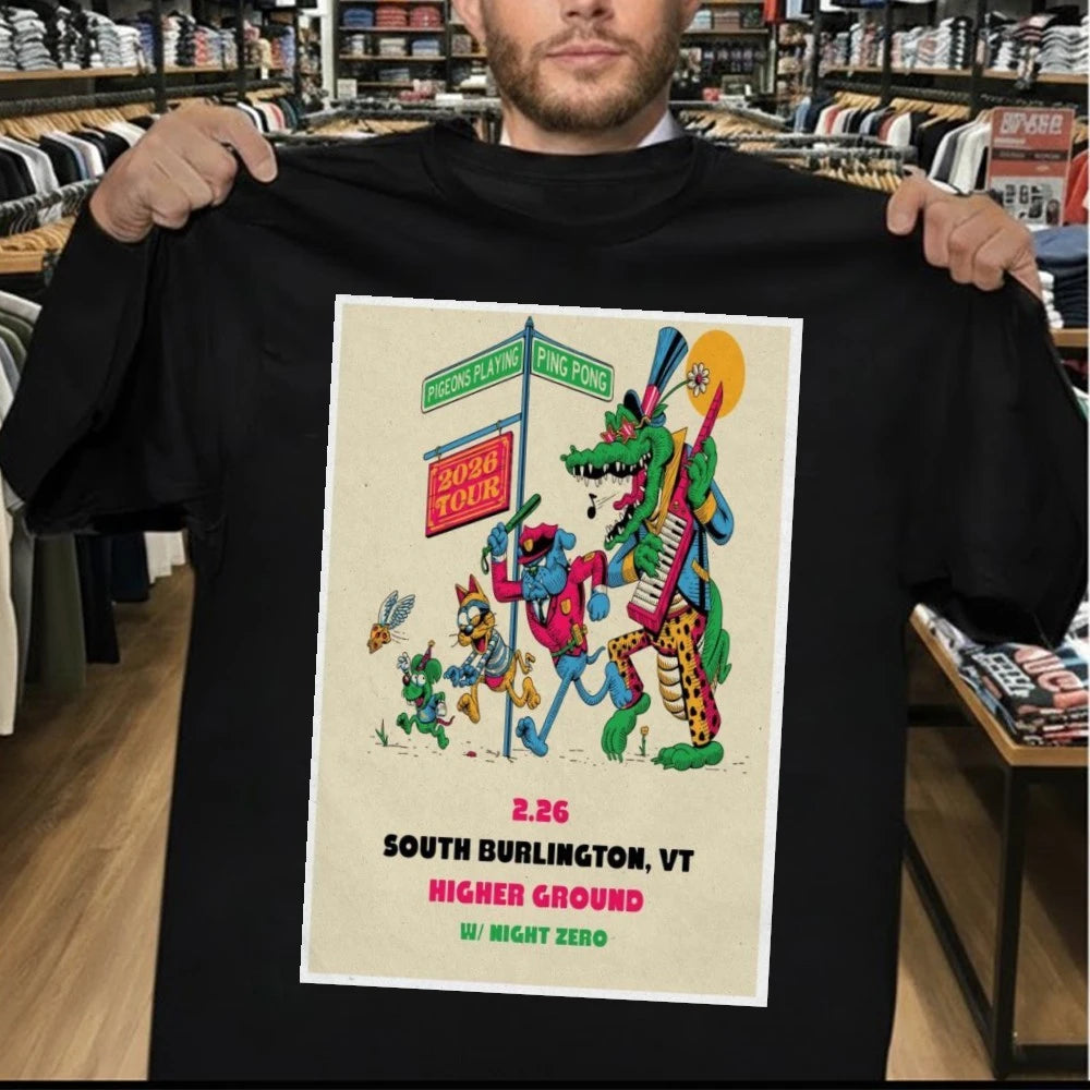 Pigeons Playing Ping Pong Feb 26 2026 Poster South Burlington Shirt