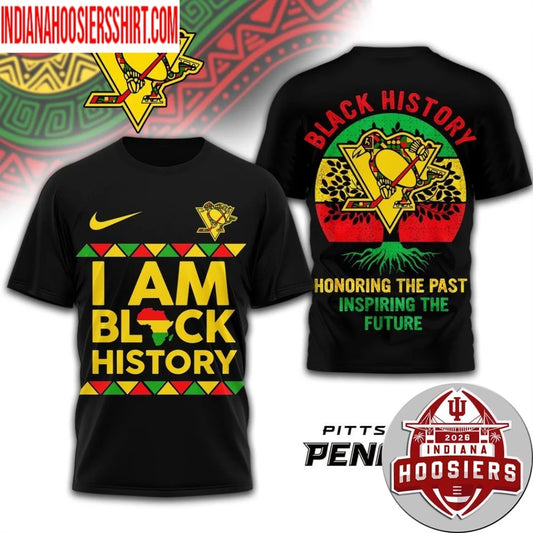 Pittsburgh Penguins 2026 NHL Black History Map And Logo Two Sided Shirt