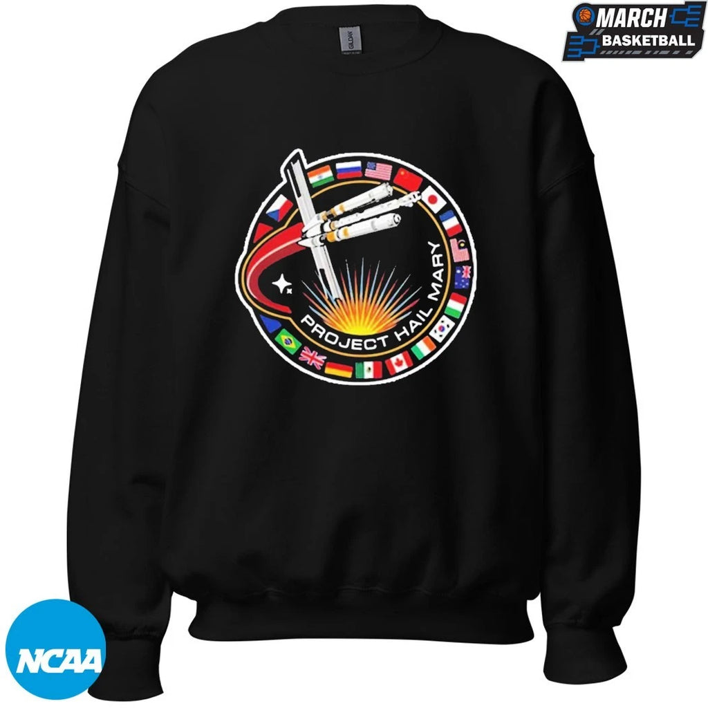 Project Hail Mary Spaceship With Nation Flags Mission Patch T-Shirts