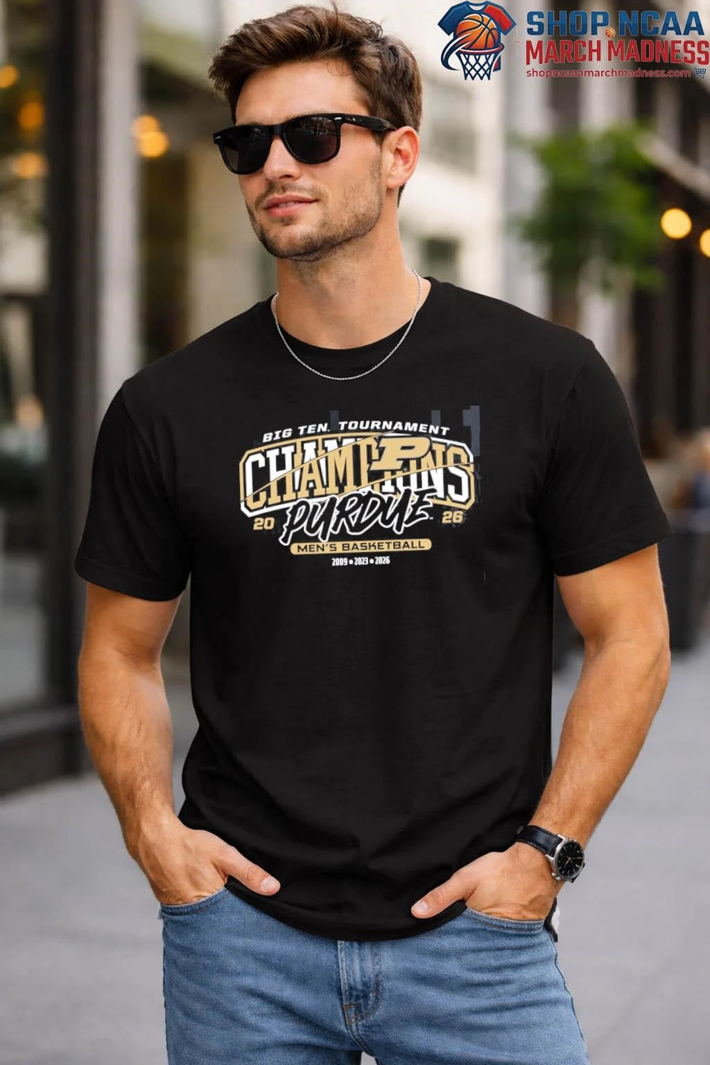 Purdue Boilermakers 2026 Big Ten Men’s Basketball Tournament Champions Banner T-Shirt Purdue Boilermakers 2026