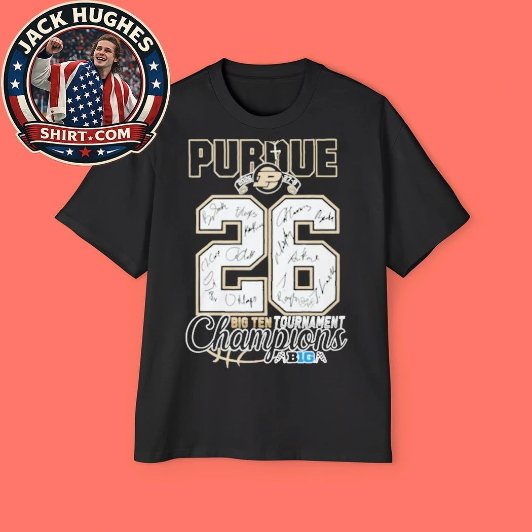 Purdue Boilermakers 2026 Big Ten Tournament Champions Signatures Basketball Father Day Gift Shirt