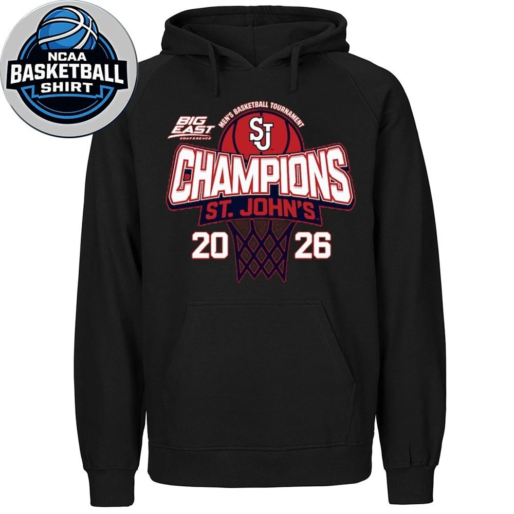 Red St. John’s Red Storm 2026 Big East Men’s Basketball Tournament Champions Logo T-Shirt