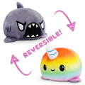 TeeTurtle Reversible Shark & Narwhal Plushie (Gray + Rainbow)