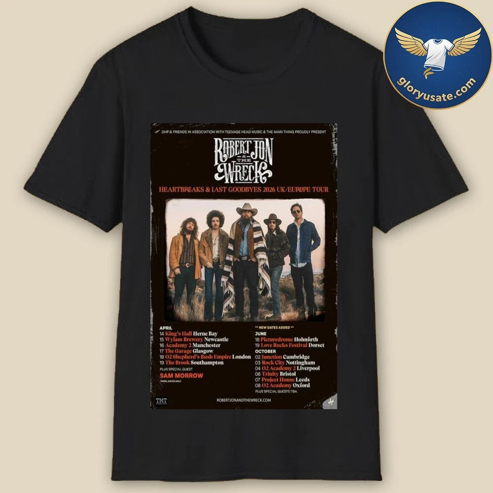 Robert Jon &amp; The Wreck April 2026 UK Tour Poster Shirt