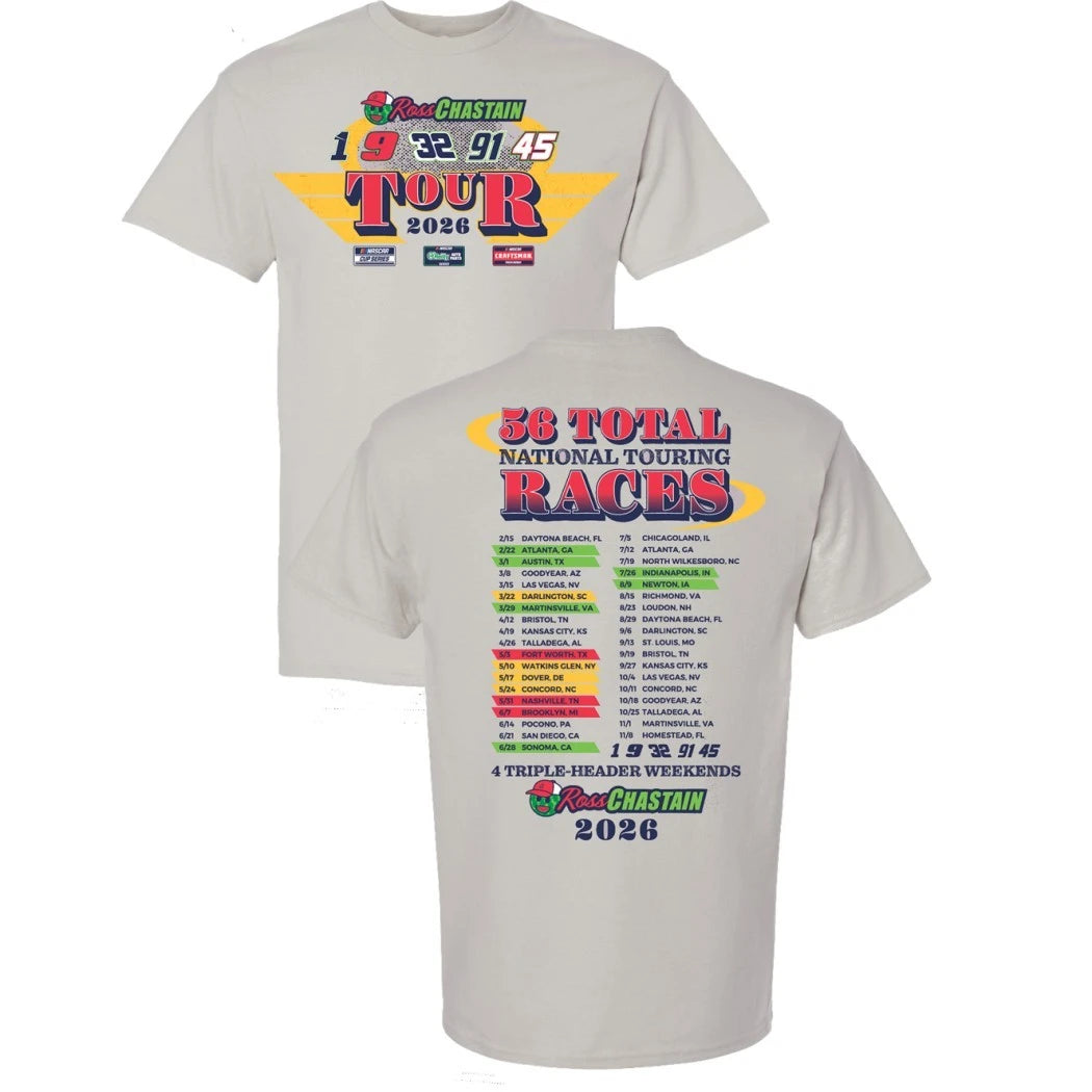 Ross Chastain 2026 Tour 56 Total National Touring Races Two Sided T-Shirt