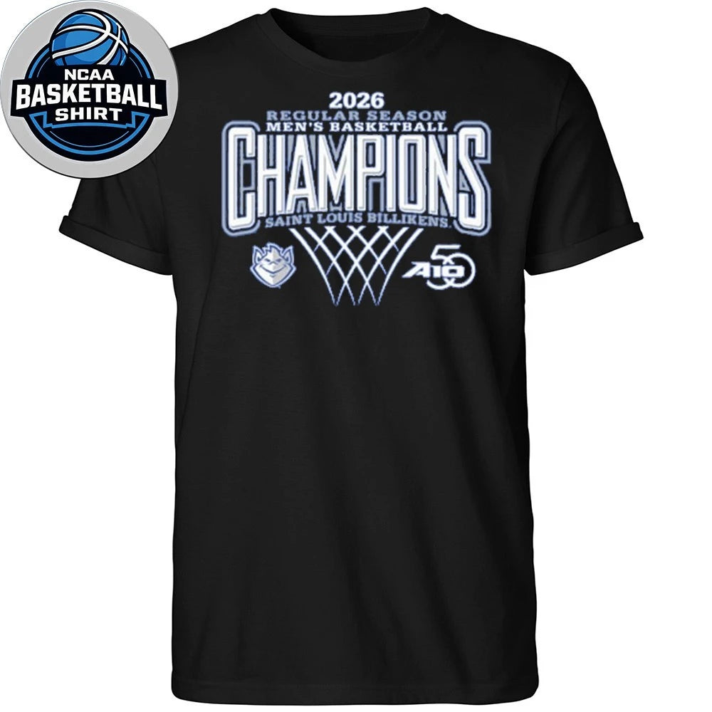 Saint Louis Billikens Blue 2026 Atlantic 10 Men’s Basketball Regular Season Champions Logo Shirt