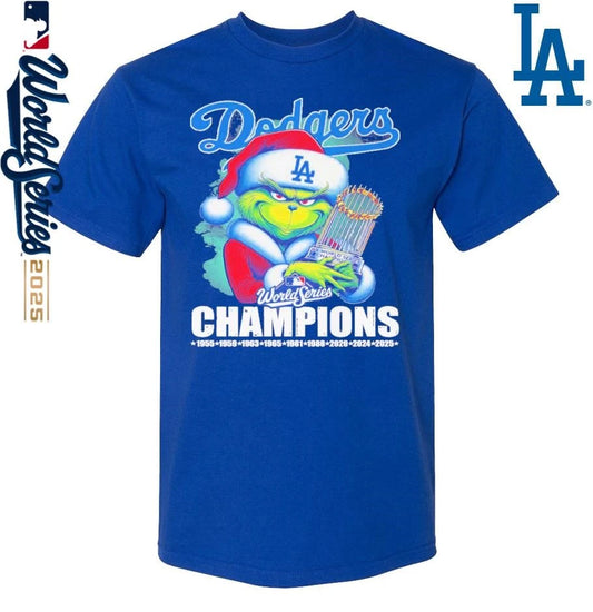 Santa Grinch Los Angeles Dodgers 2025 World Series Champions T-Shirt