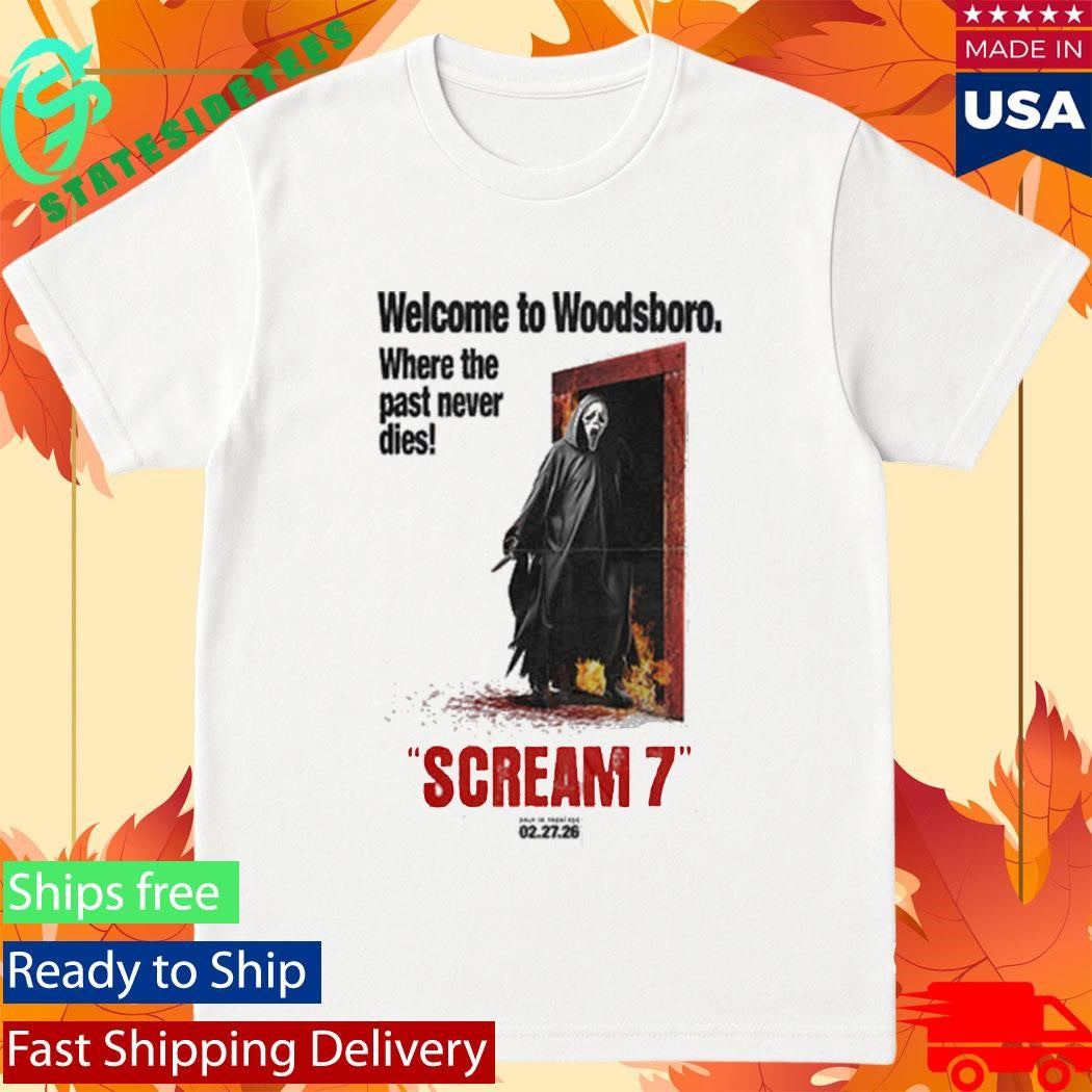 Scream 7 Movie Welcome To Woodsboro Art By Creepy Duck Shirt