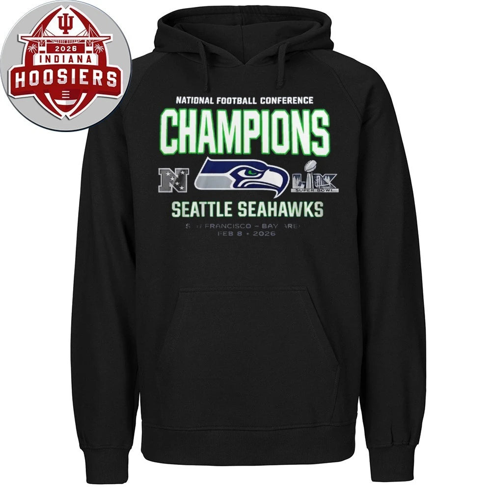 Seahawks 2025 2026 NFC Champions 4 Time Logo T-Shirt