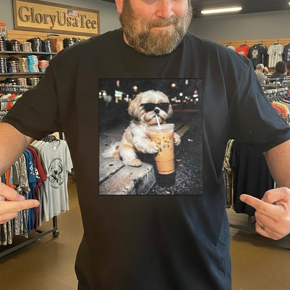 Shih Tzu Drinking Iced Coffee Shirt