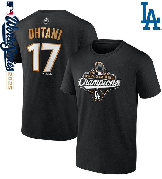 Shohei Ohtani Los Angeles Dodgers 2025 World Series Champions Name &amp; Number T-Shirt