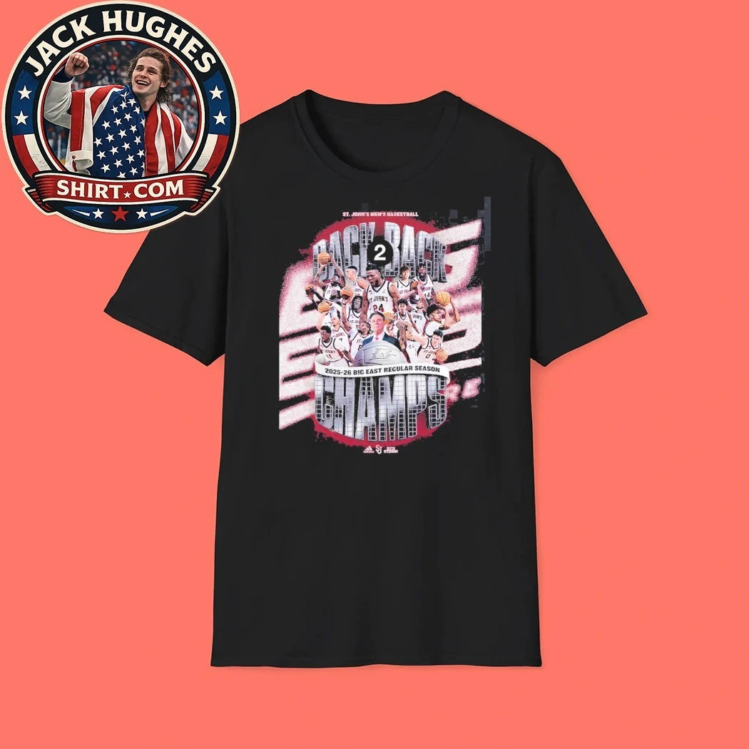 St John’s Men’s Basketball Back 2 Back Champions 2025-2026 Big East Regular Season Logo T-Shirt