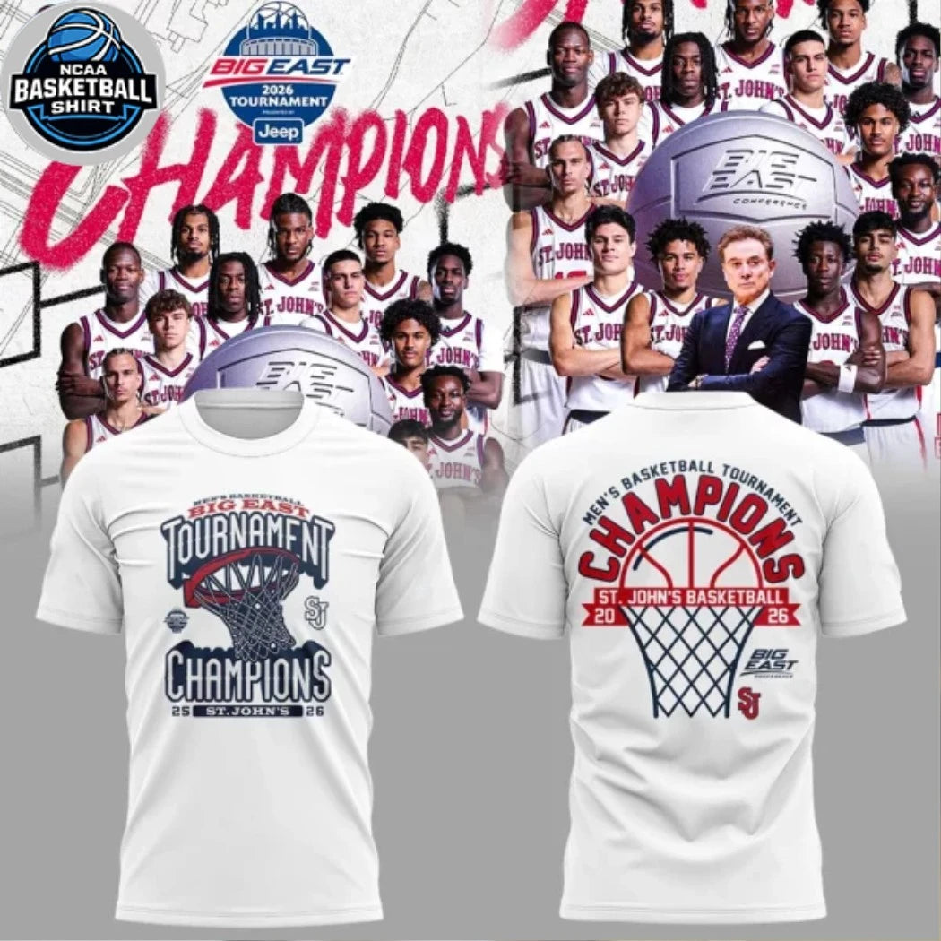 St John’s Red Storm University Men’s Basketball 2026 Big East Champions Limited Edition White Hoodie Shirt