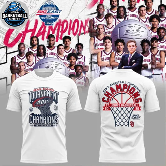 St John’s Red Storm University Men’s Basketball 2026 Big East Champions Limited Edition White Hoodie Shirt