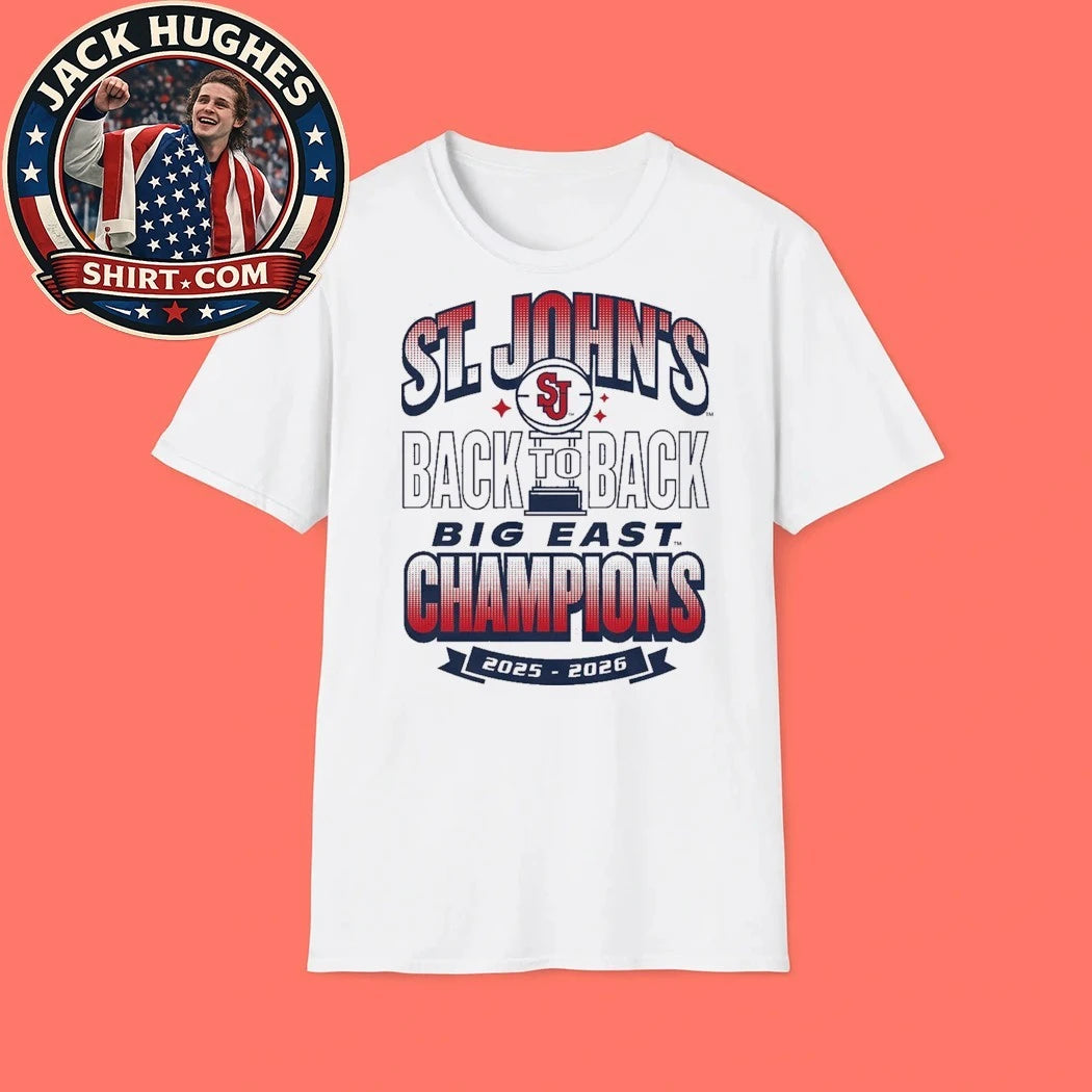 St. John’s University Men’s Basketball Back To Back Big East Champions 2025-2026 Logo T-Shirt
