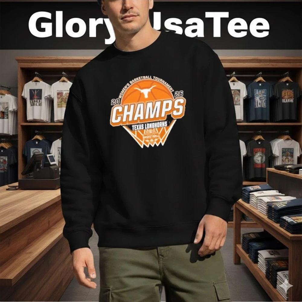 Texas Longhorns Women’s Basketball 2026 SEC Tournament Champions Locker Room Orange T-Shirt