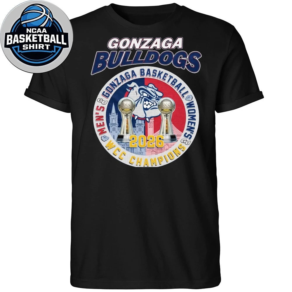 The Gonzaga University men’s and women’s basketball teams are expected to win the 2026 West Coast Conference Championship (WCC) Logo Shirt