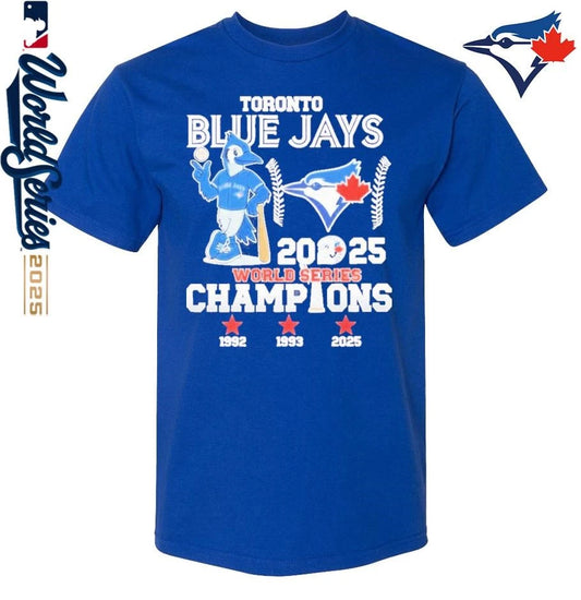 Toronto Blue Jays Blue Jays 1992 1993 2025 World Series Champions Mascot Legend T-Shirt
