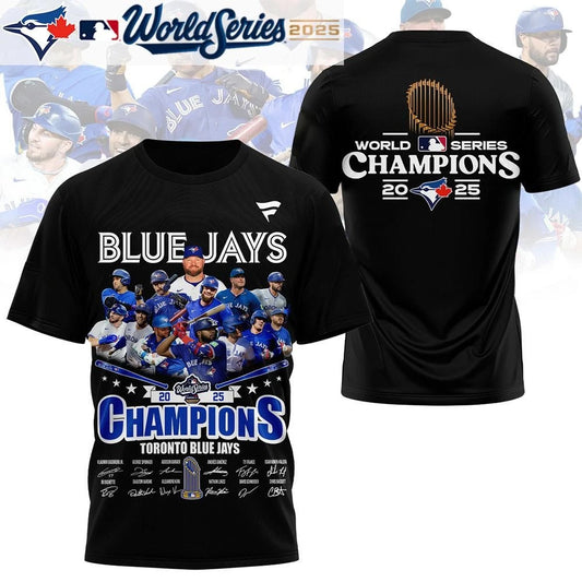 Toronto Blue Jays World Series Champions 2025 Signatures Two Sided T-Shirt