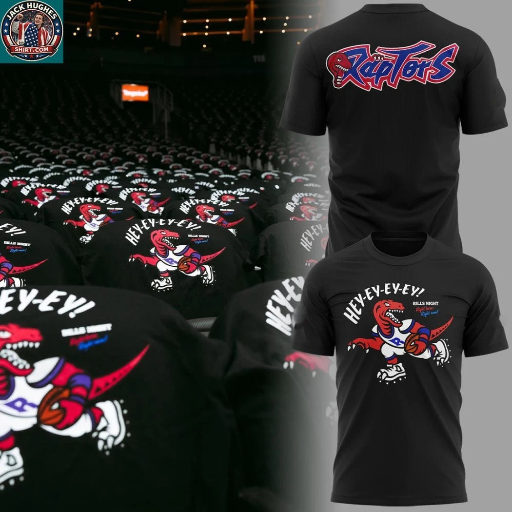 Toronto Raptors Bills Night 2026 Celebration All Black Logo Two Sided Hoodie T-Shirt