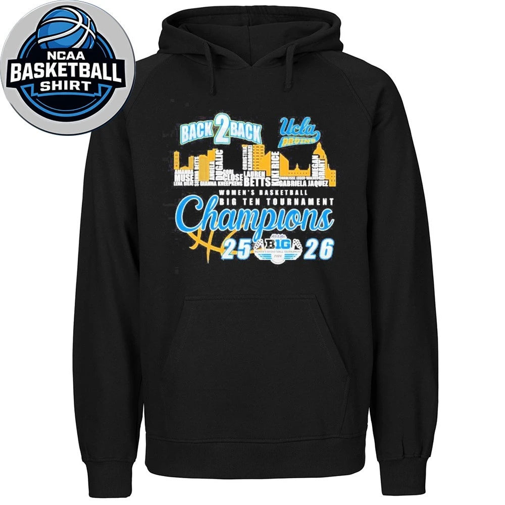 UCLA Bruins X Skyline City Back 2 Back Women’s Basketball Big Ten Tournament Champions Logo Shirt