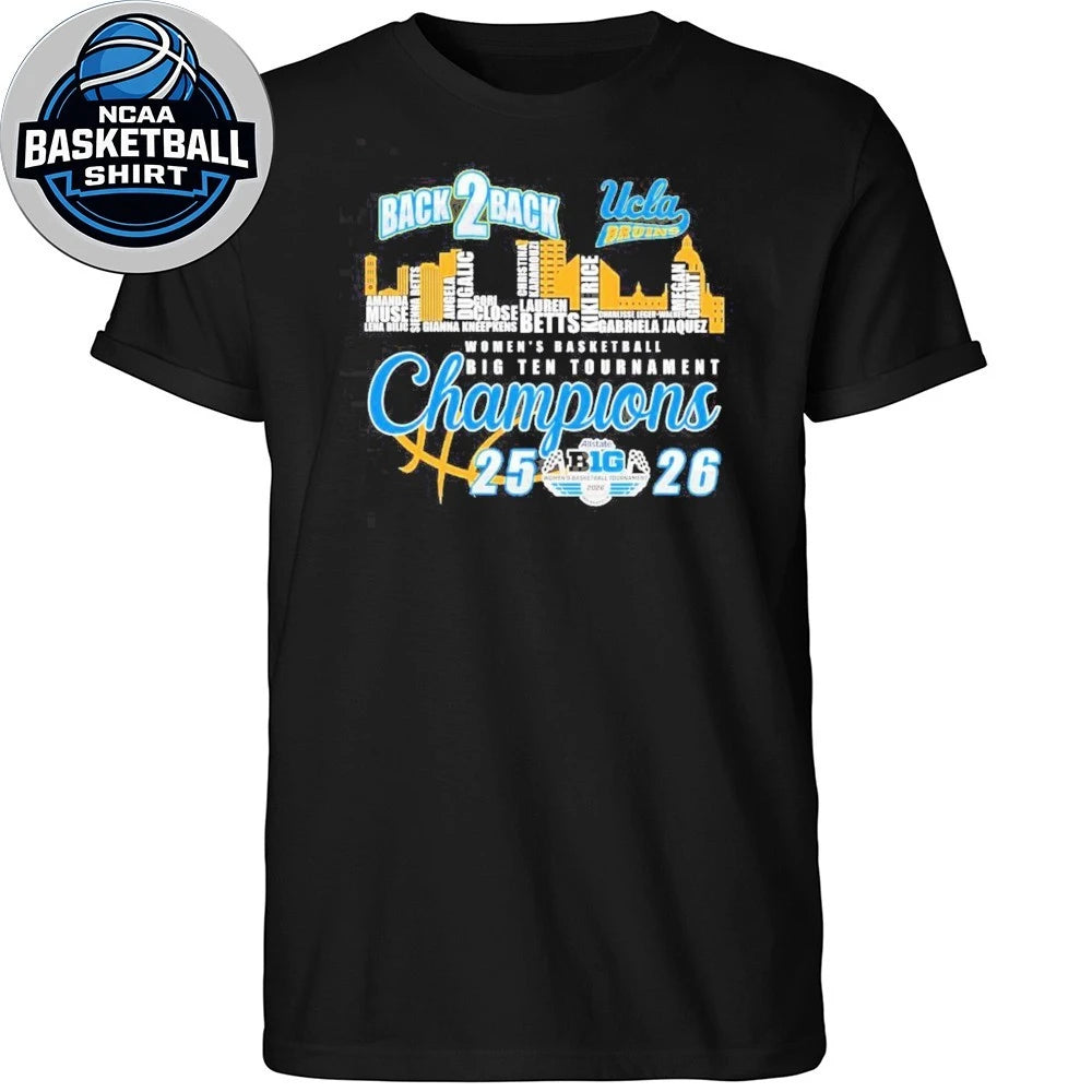UCLA Bruins X Skyline City Back 2 Back Women’s Basketball Big Ten Tournament Champions Logo Shirt