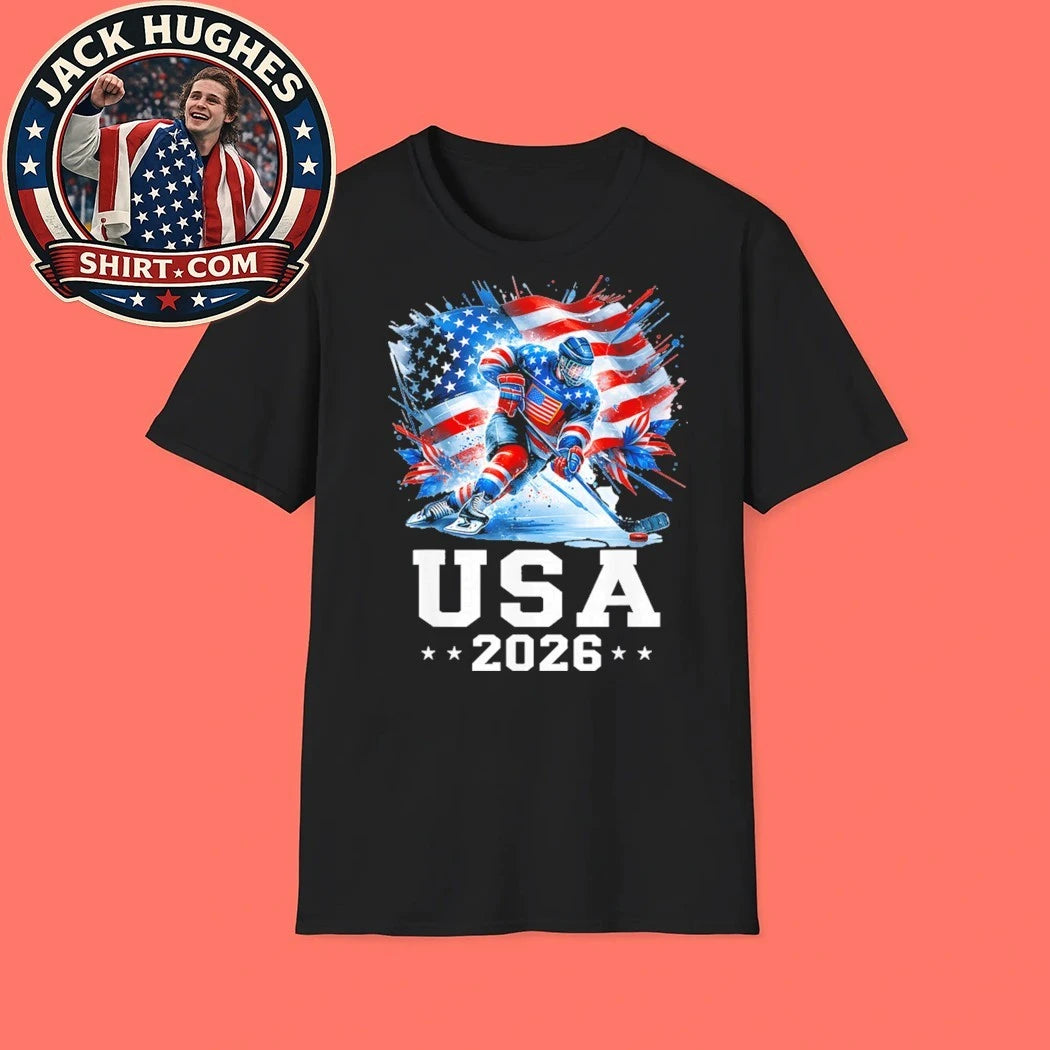 USA 2026 Ice Hockey Patriotic USA Flag Fan Shirt