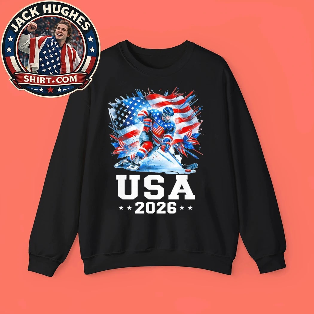 USA 2026 Ice Hockey Patriotic USA Flag Fan Shirt