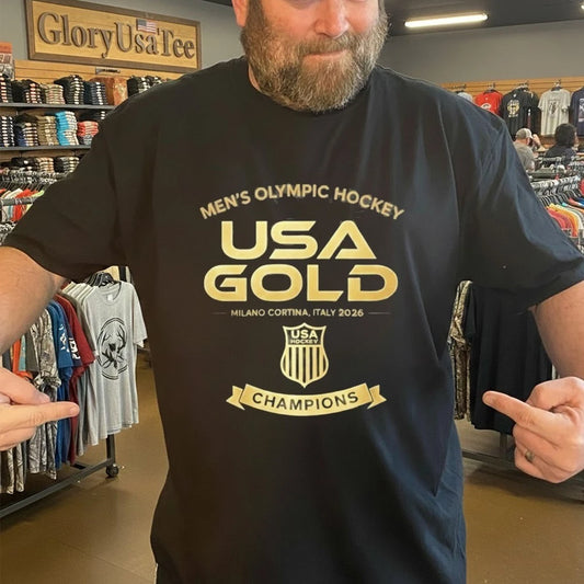 USA Gold Hockey Vintage Black Champions Shirt