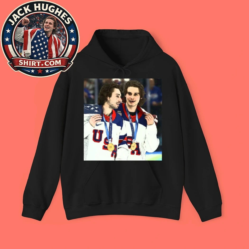 USA Gold Medal Hockey Champion Jack Hughes And Quinn Hughes T-Shirt