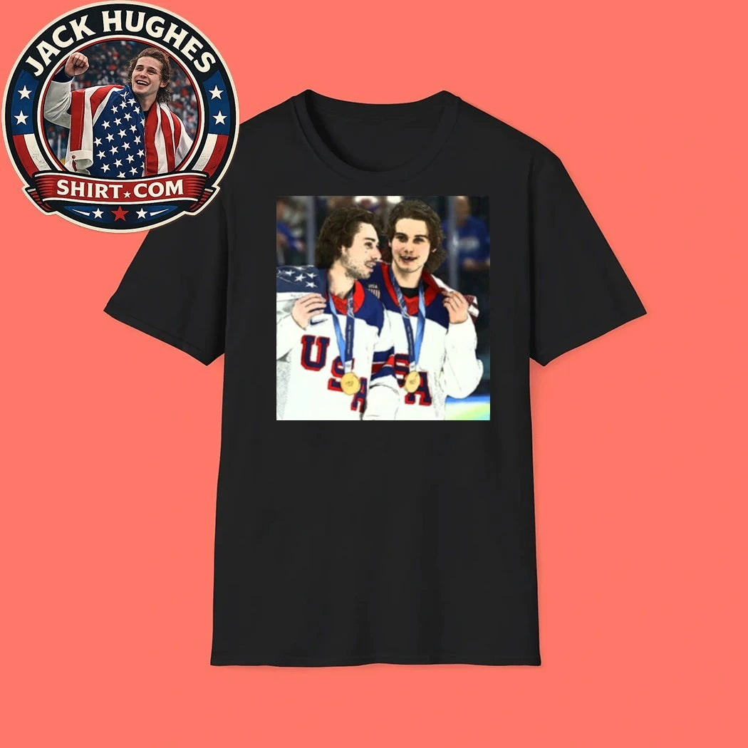USA Gold Medal Hockey Champion Jack Hughes And Quinn Hughes T-Shirt