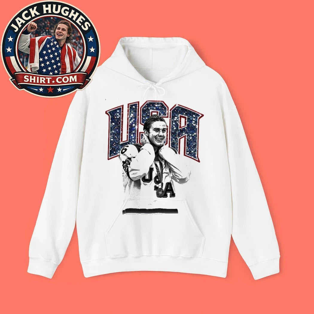 USA Olympic Gold Jack Hughes Gift For Hockey Fan Graphic T-Shirt