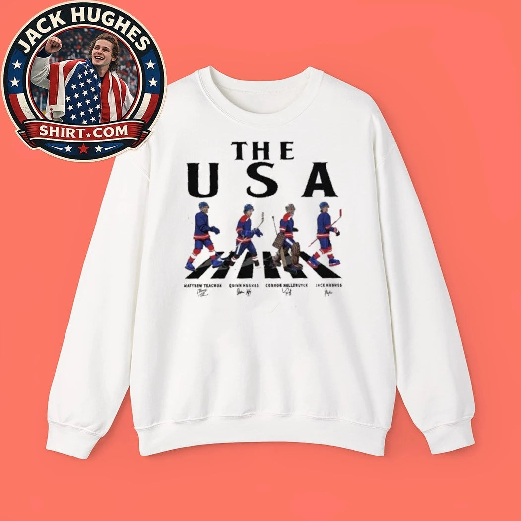 USA Walking Road Signatures Ice Hockey 2026 Tee Shirt