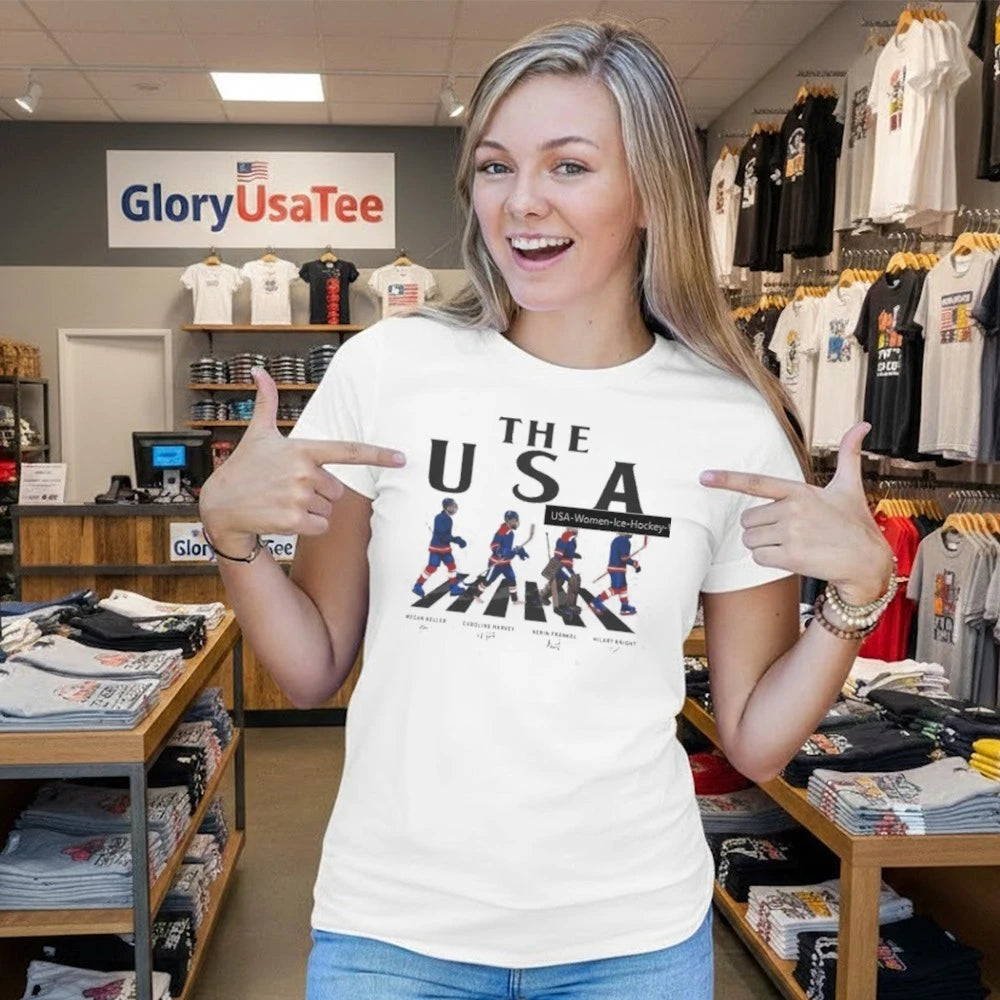 USA Women Ice Hockey Walking Road Signatures Shirt