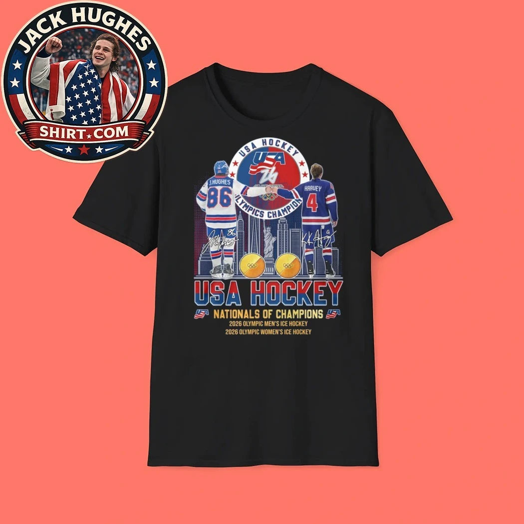 Usa Hockey J Hughes Harvey 2026 Olympic Nationals Of Champions Logo T-Shirt