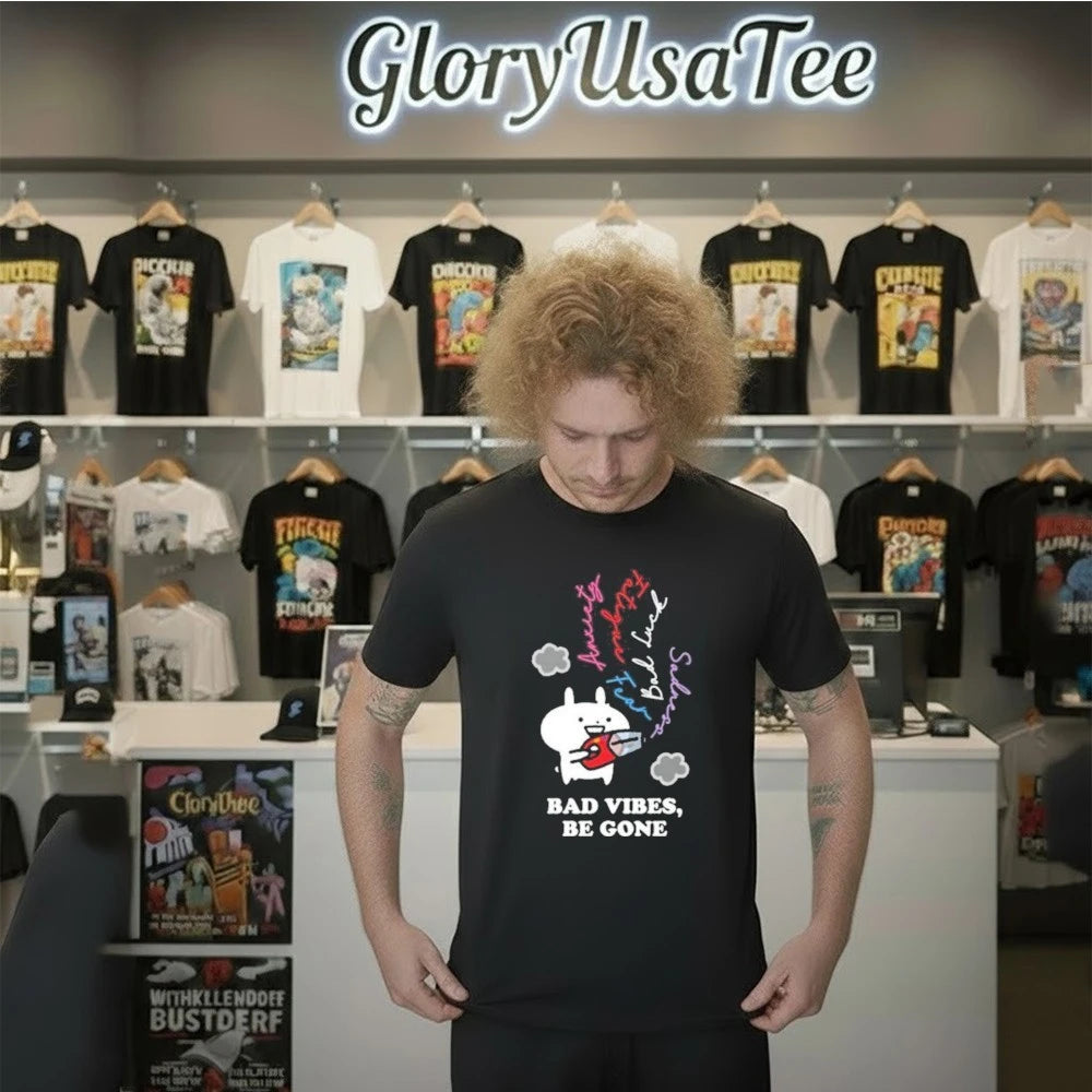 Usagyuuun Bad Vibes Be Gone Black Shirt