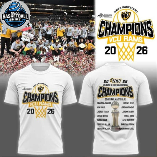VCU Rams 2026 Atlantic 10 Men’s Basketball Tournament Champions Locker Room Hoodie T-Shirt