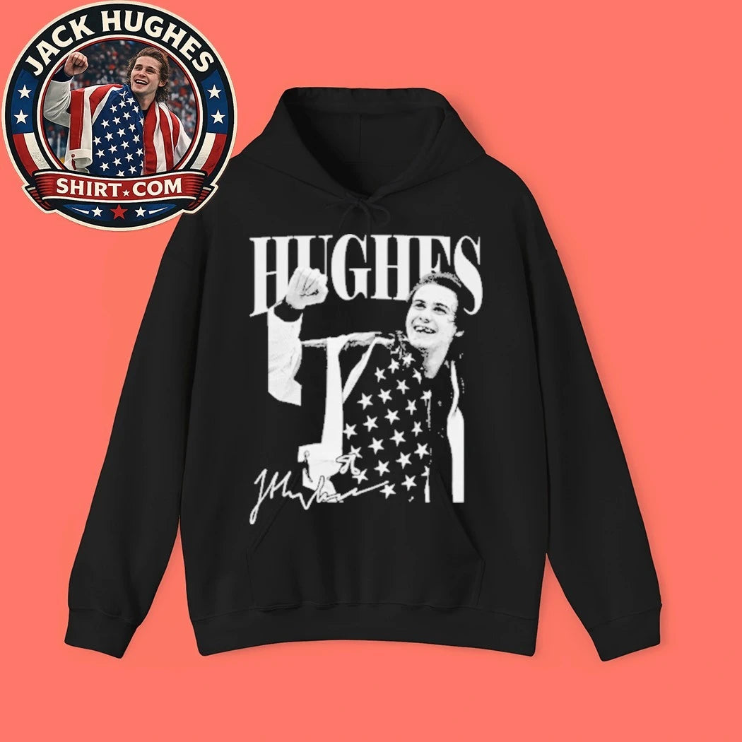 Vintage Jack Hughes Golden Goal – USA Hockey Retro Signature Tee Shirt