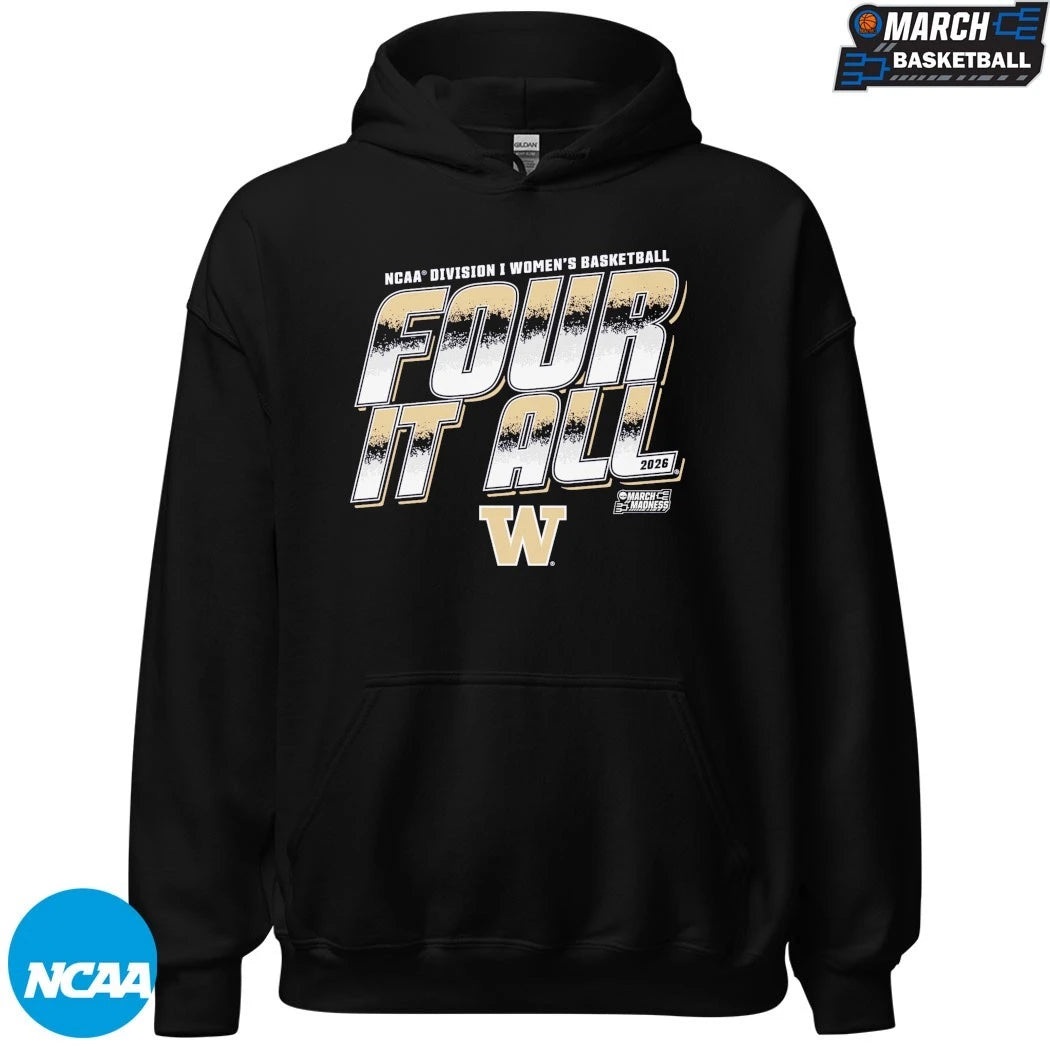 Washington Huskies Four It All NCAA Men’s Basketball March Madness 2026 T-shirts