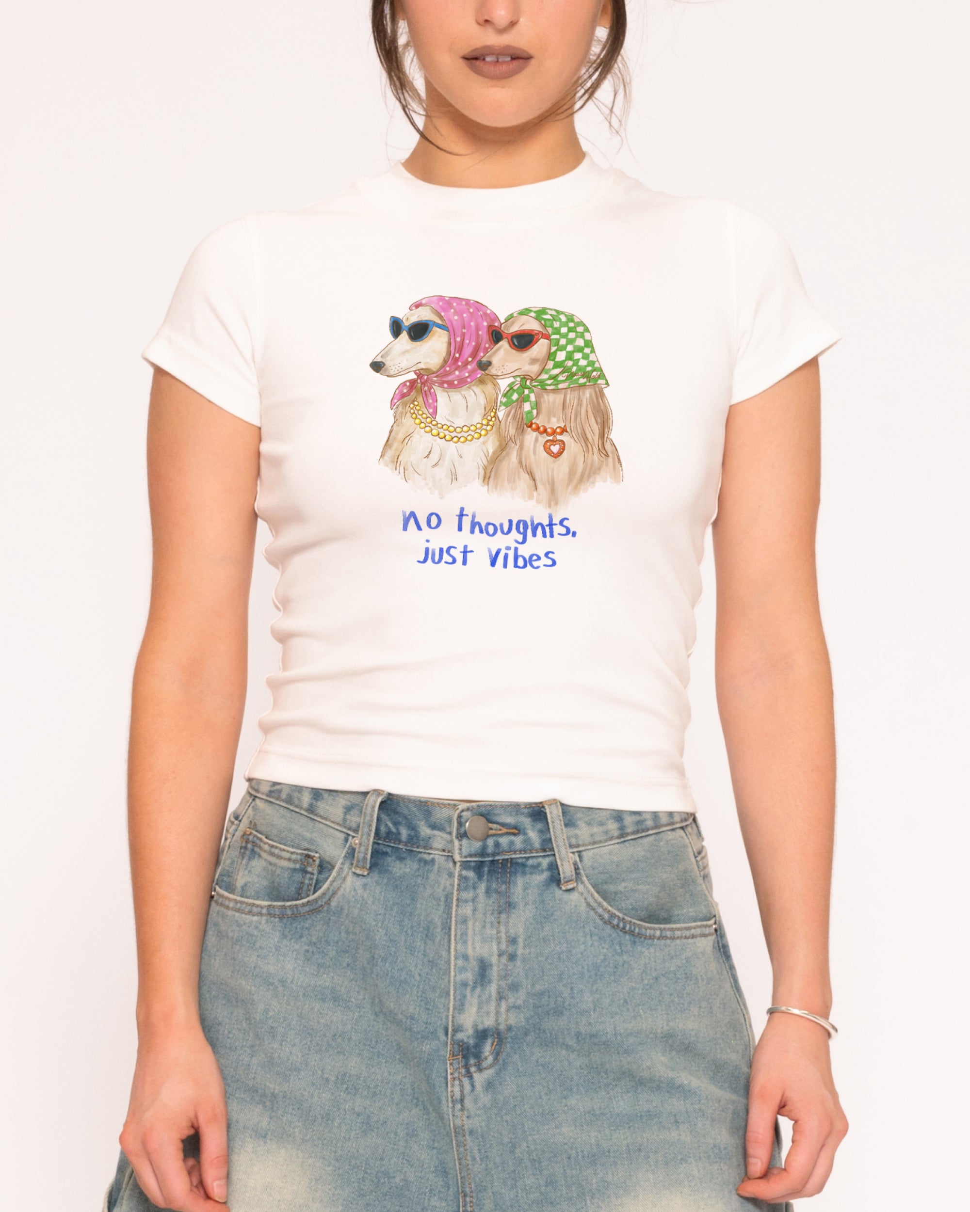 No Thoughts, Just Vibes Longline Baby Tee