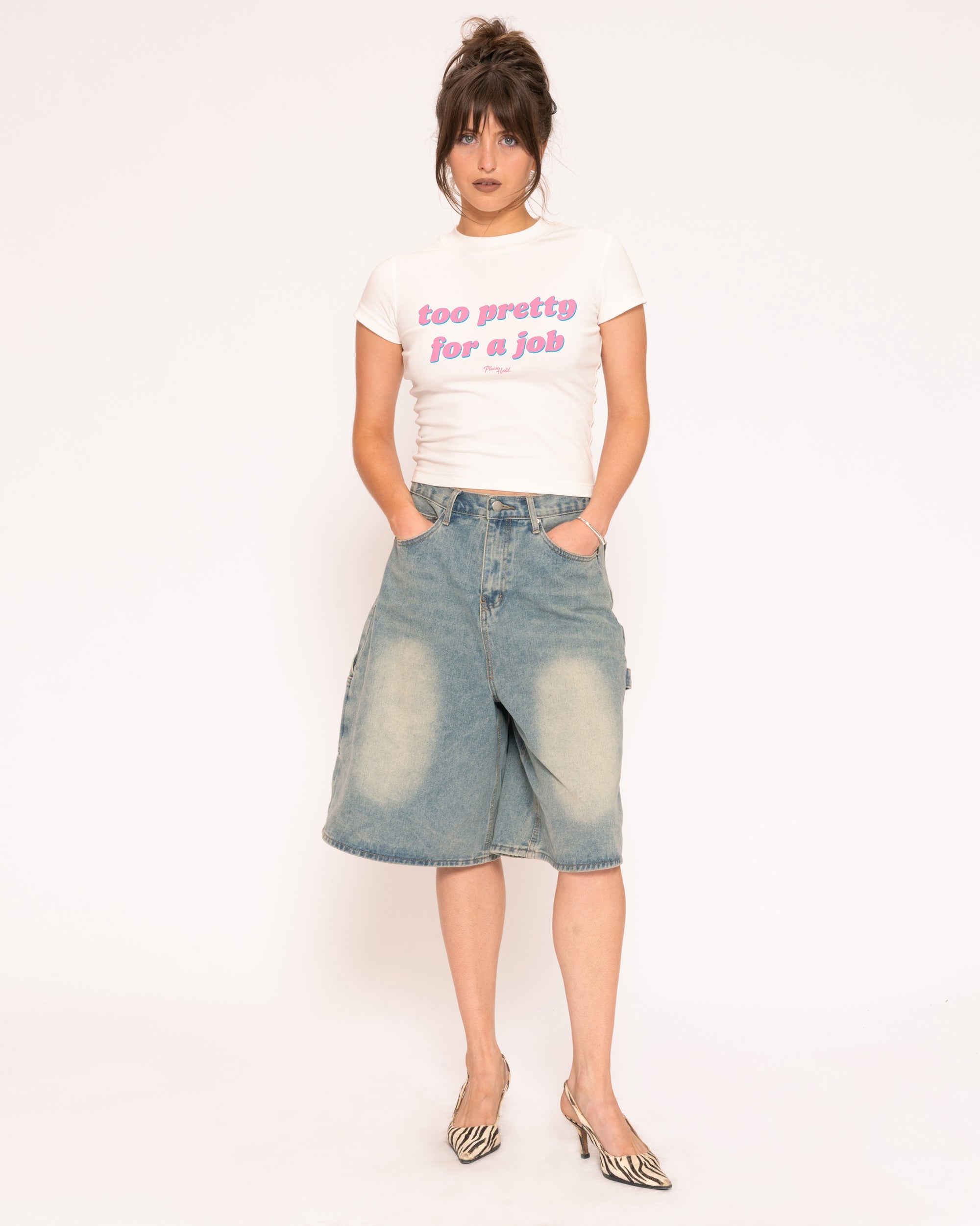 Too Pretty For A Job Longline Baby Tee