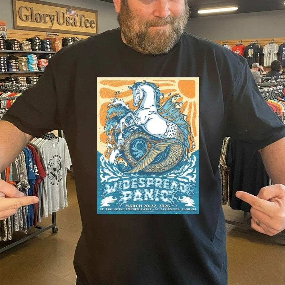 Widespread Panic St Augustine Florida 2026 Event Merch Poster At St Augustine Amphitheatre On March 20-22 2026 The Sea Horse Art T-Shirt