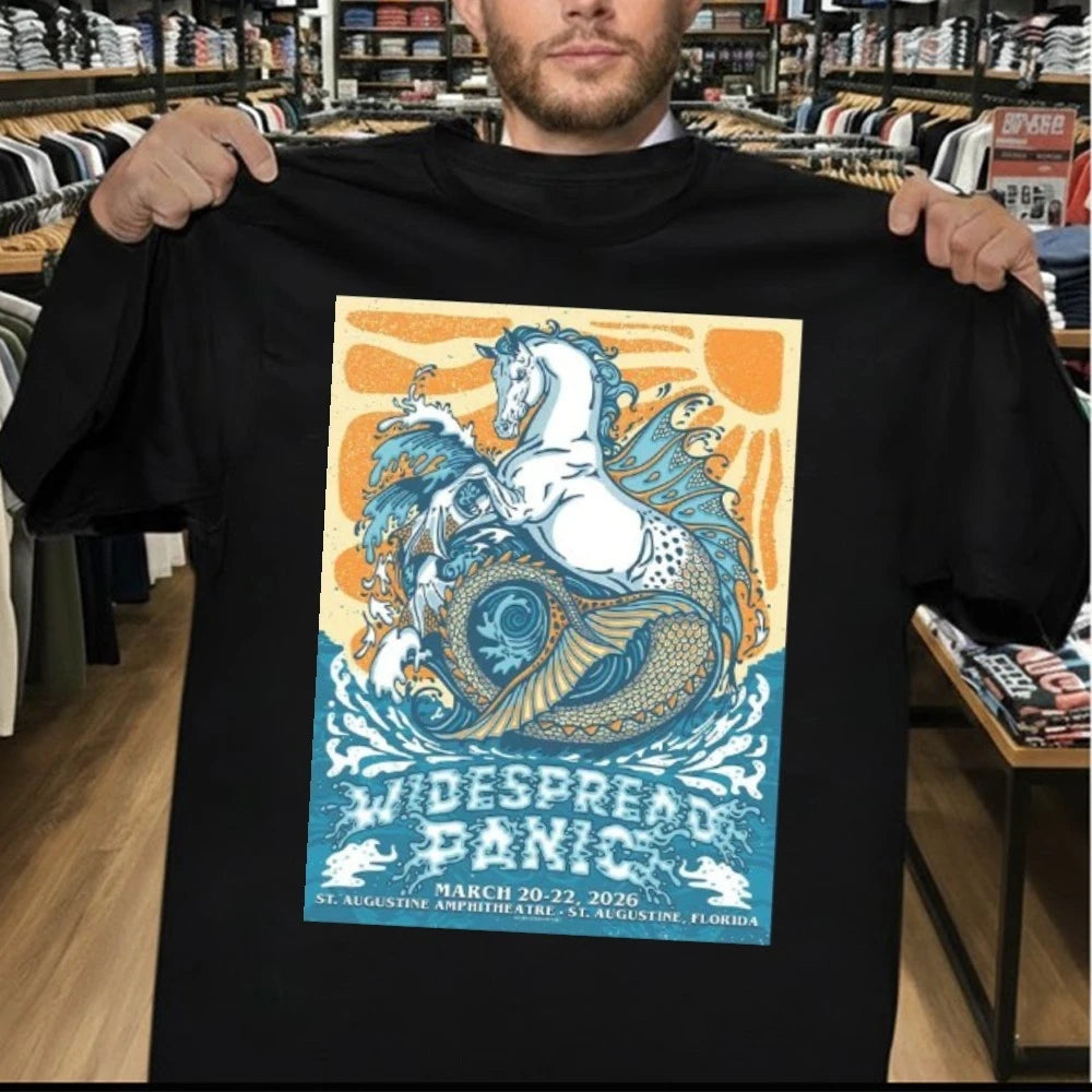 Widespread Panic St Augustine Florida 2026 Event Merch Poster At St Augustine Amphitheatre On March 20-22 2026 The Sea Horse Art T-Shirt