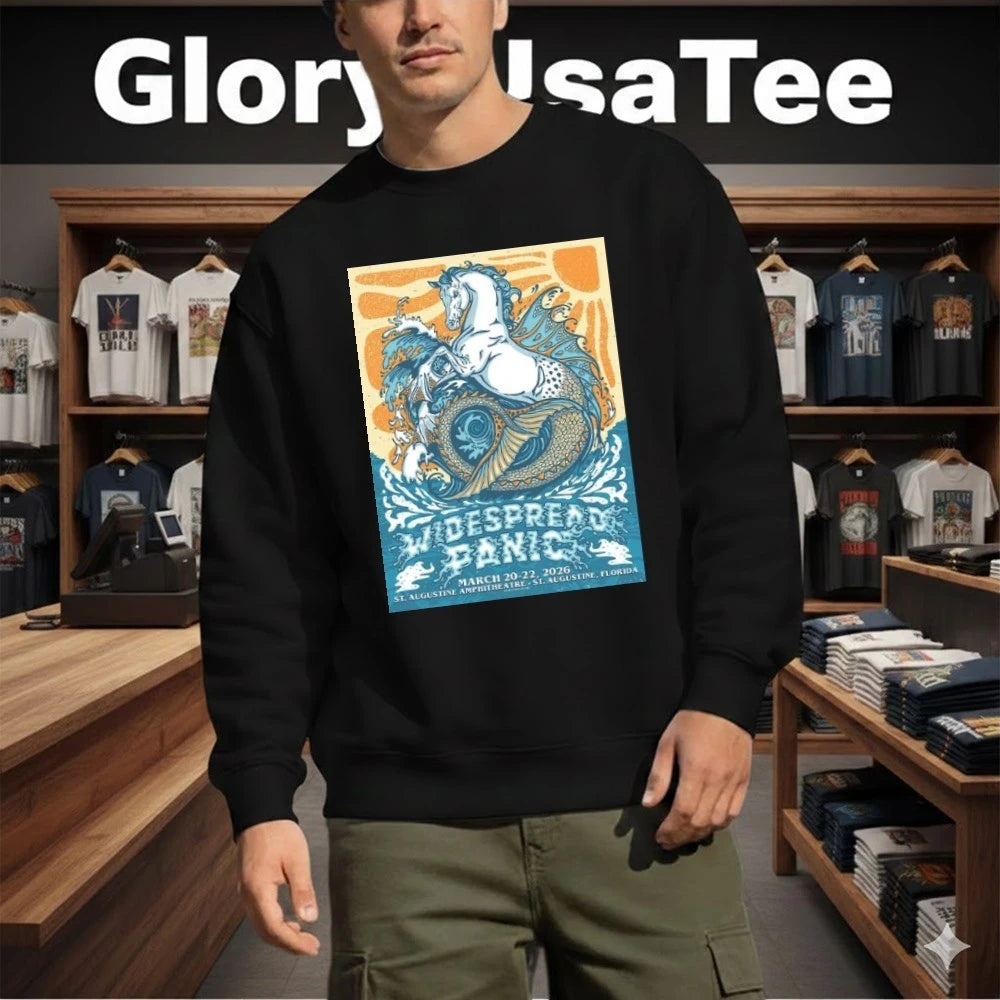 Widespread Panic St Augustine Florida 2026 Event Merch Poster At St Augustine Amphitheatre On March 20-22 2026 The Sea Horse Art T-Shirt