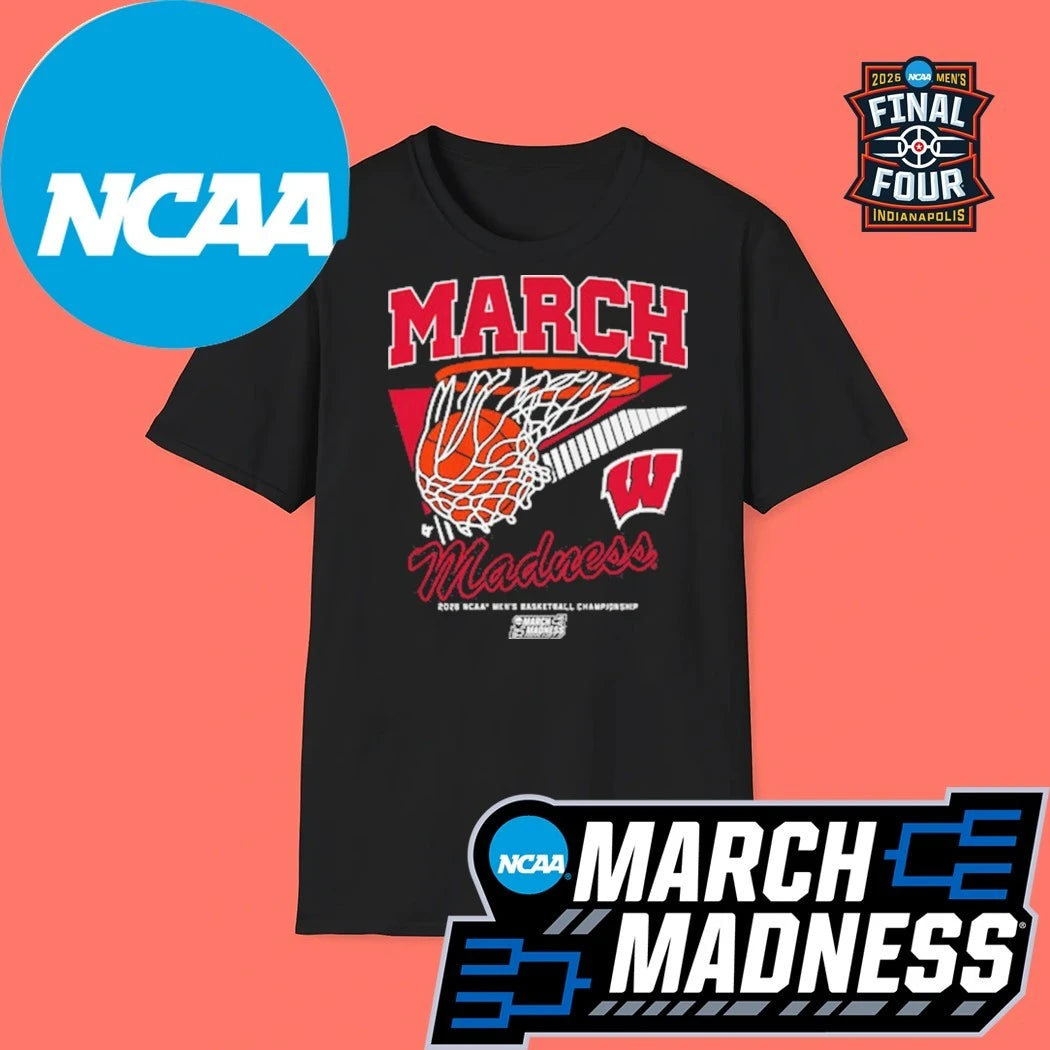 Wisconsin Badgers MBB 2026 NCAA Men’s Basketball Championship March Madness Retro Swish Logo Shirt