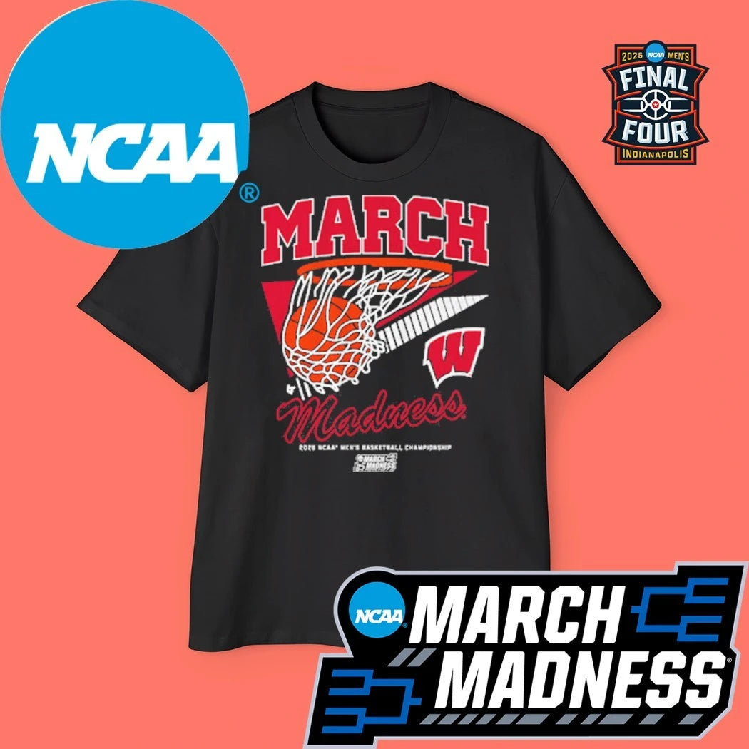 Wisconsin Badgers MBB 2026 NCAA Men’s Basketball Championship March Madness Retro Swish Logo Shirt