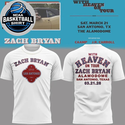 Zach Bryan With Heaven On Tour 03 21 26 Alamodome San Antonio Texas Fan Logo Two Sided Shirt