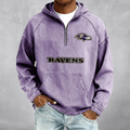 Baltimore Ravens Men's Half-Zip Denim Hoodie For Fan