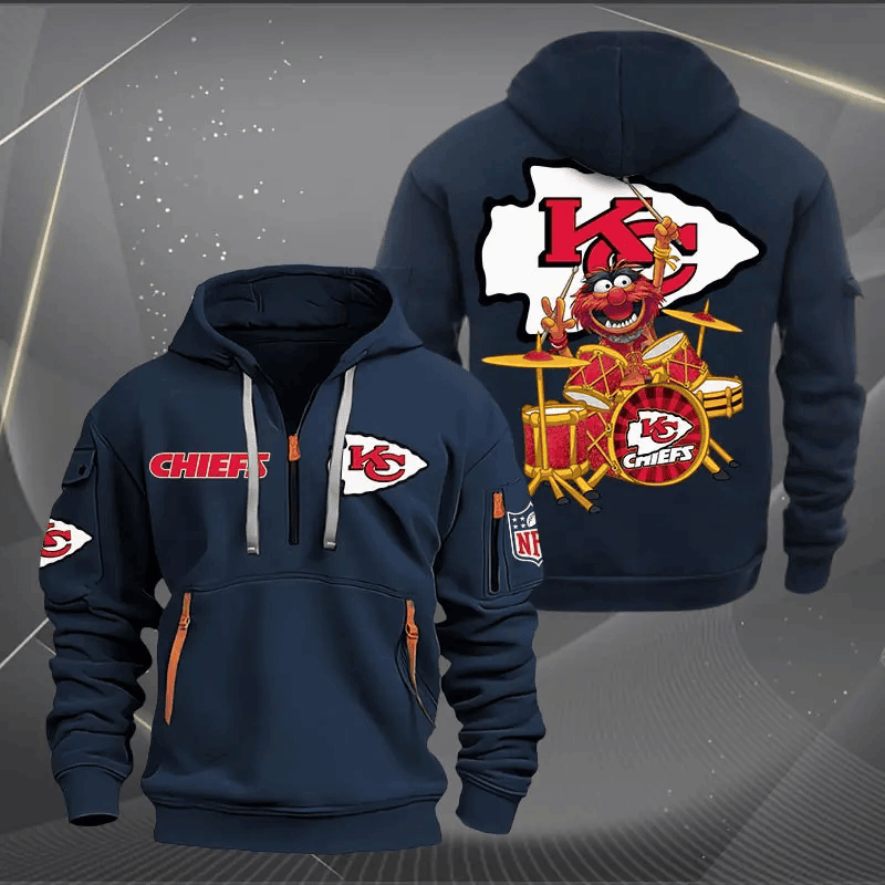 Kansas Football Team Quarter Zip Hoodie Rocking Drummer Football Fan Gift